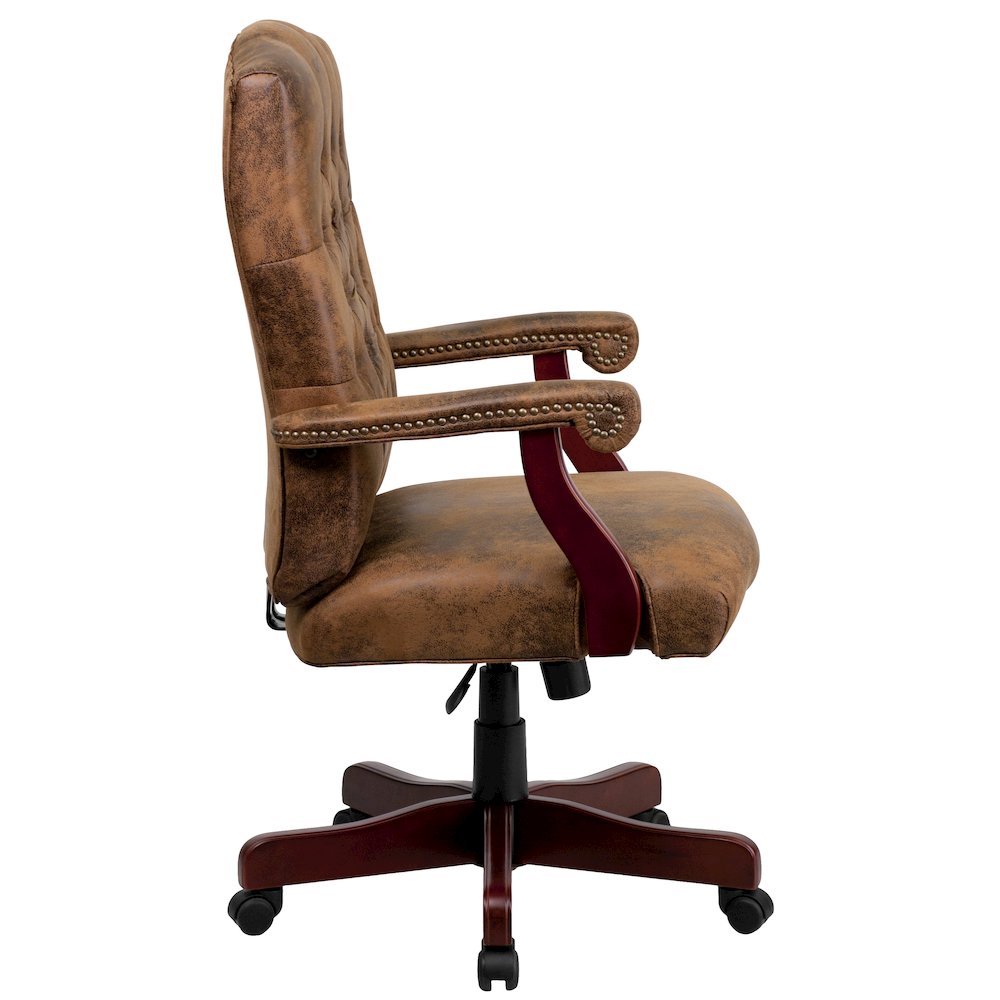 Bomber Brown Classic Executive Swivel Office Chair with Arms. Picture 10
