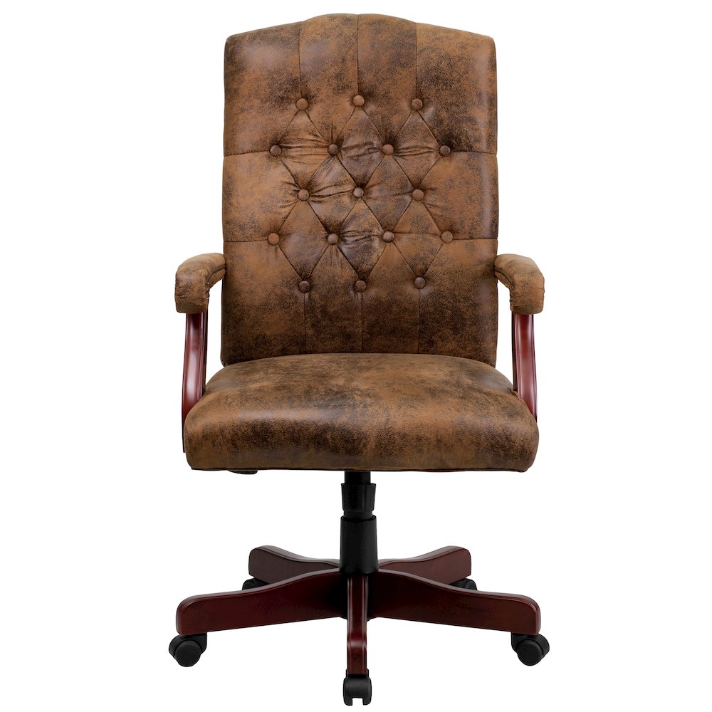 Bomber Brown Classic Executive Swivel Office Chair with Arms. Picture 11