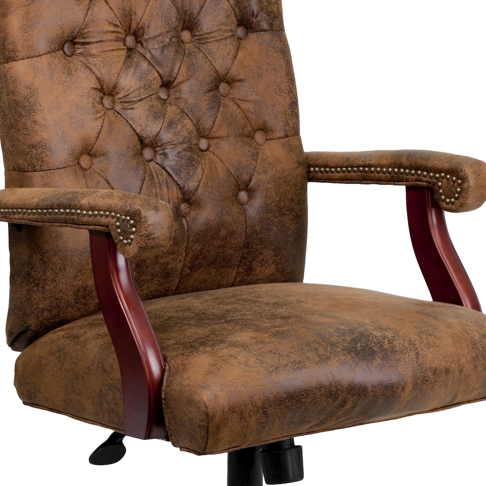 Bomber Brown Classic Executive Swivel Office Chair with Arms. Picture 9