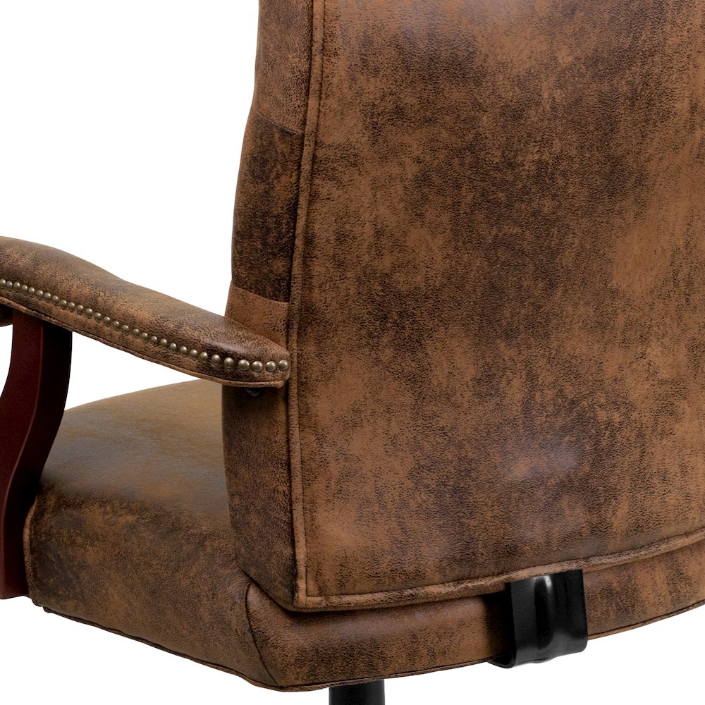 Bomber Brown Classic Executive Swivel Office Chair with Arms. Picture 12