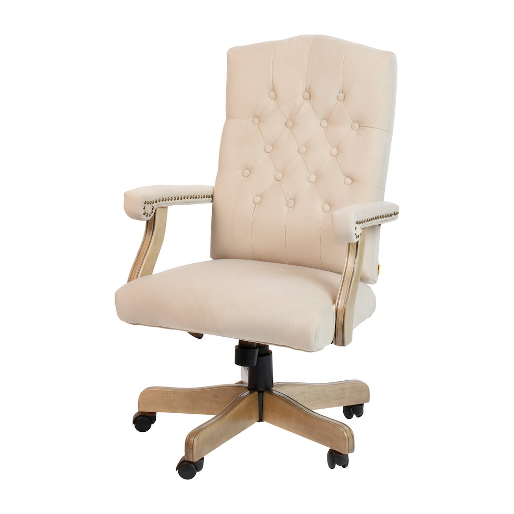 Ivory Microfiber Classic Executive Swivel Office Chair. Picture 1