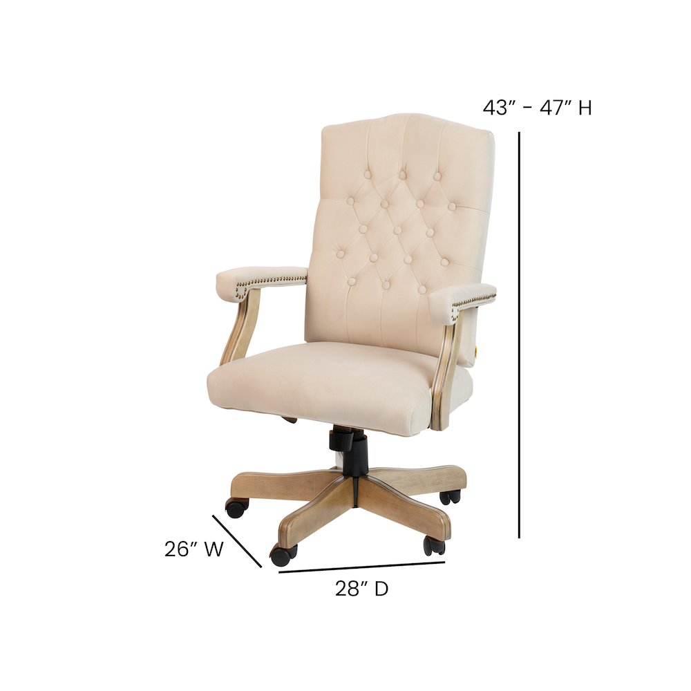 Ivory Microfiber Classic Executive Swivel Office Chair. Picture 7