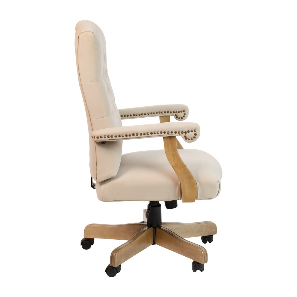 Ivory Microfiber Classic Executive Swivel Office Chair. Picture 9