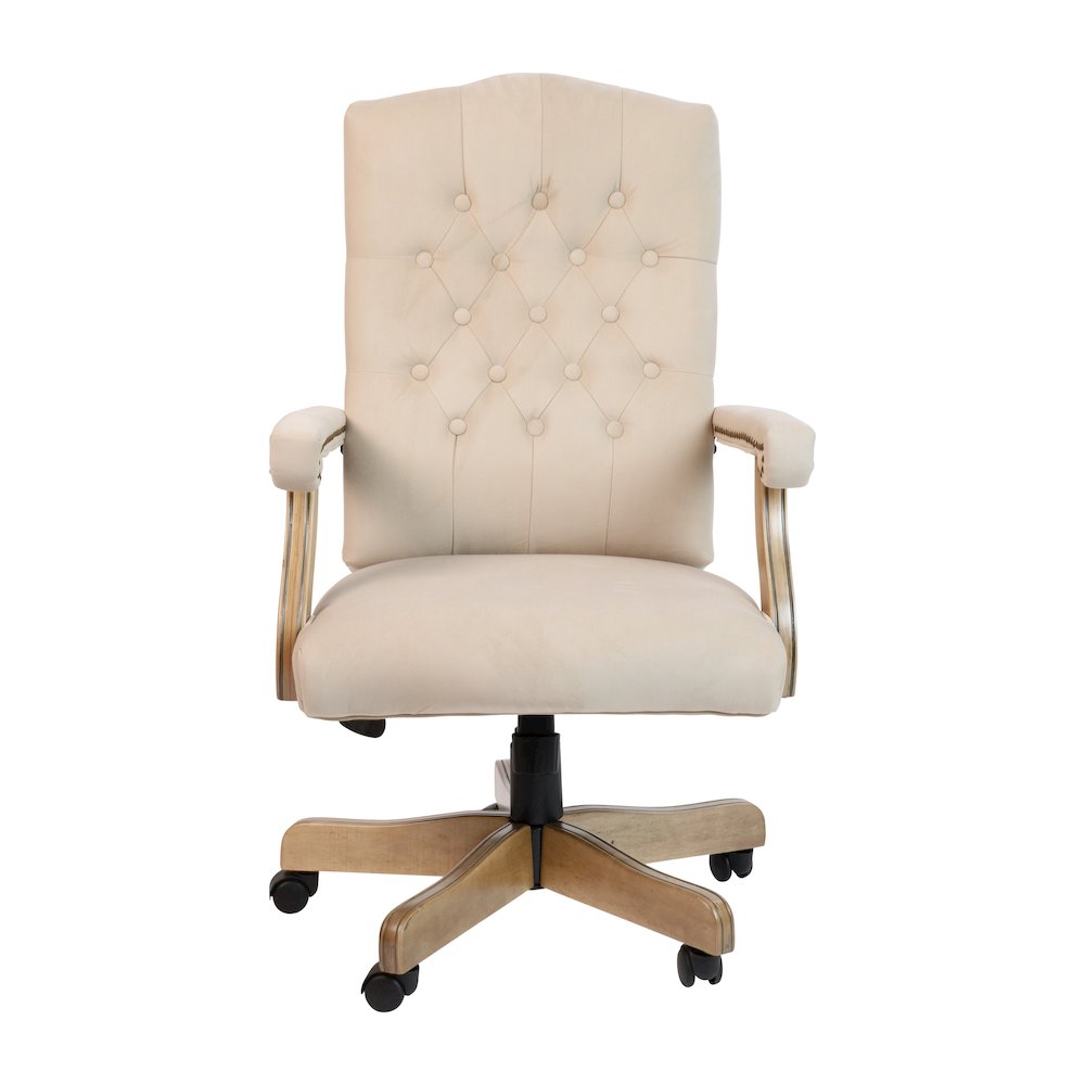 Ivory Microfiber Classic Executive Swivel Office Chair. Picture 10