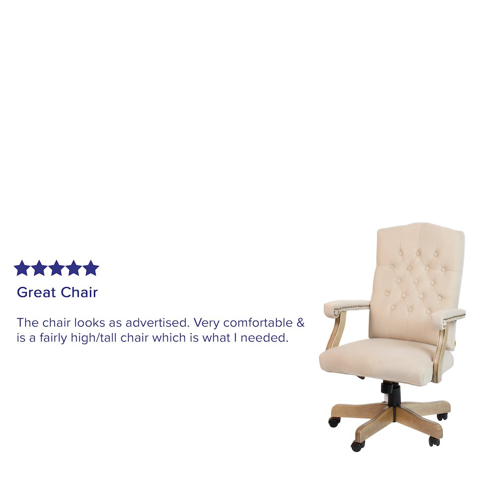 Ivory Microfiber Classic Executive Swivel Office Chair. Picture 5