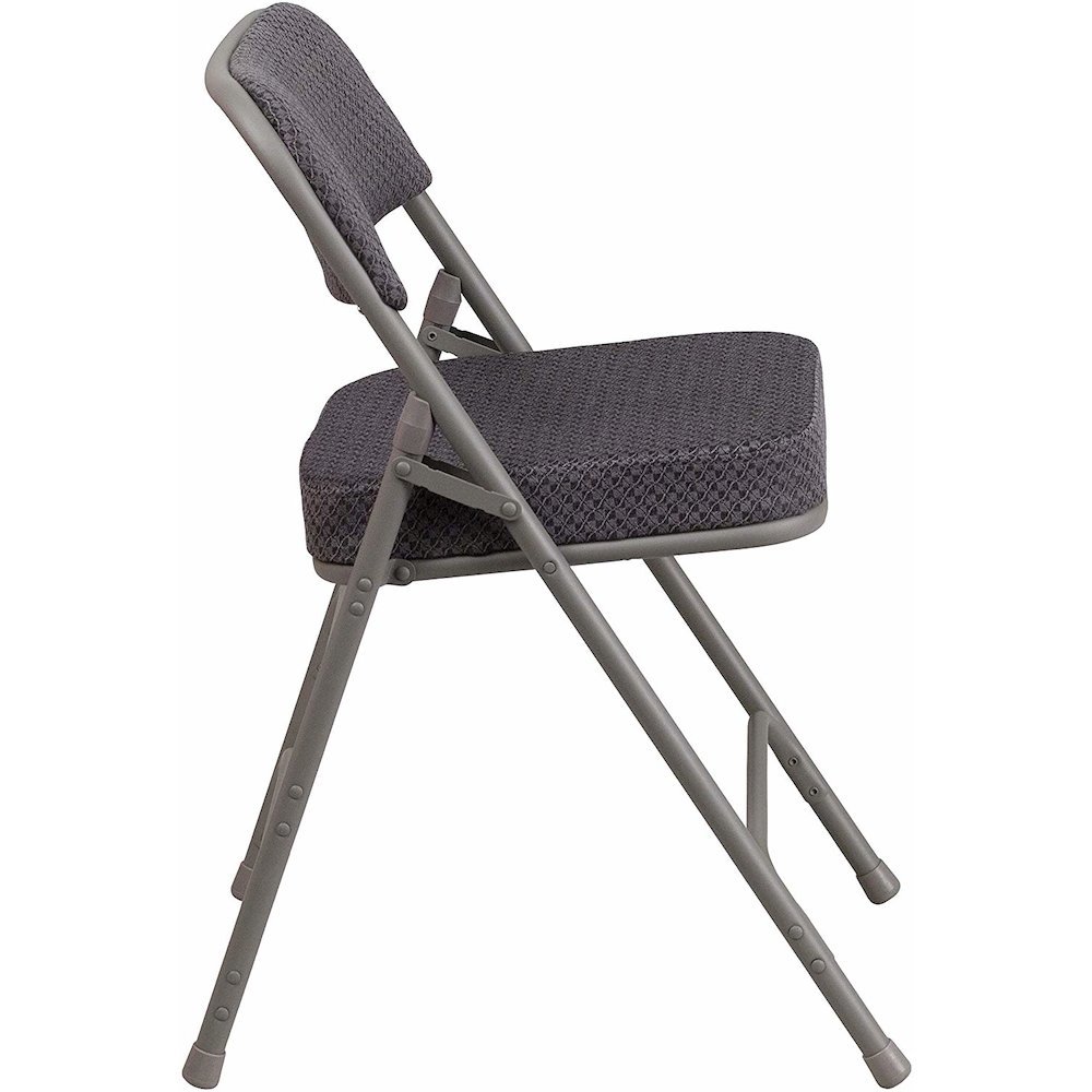 Triple Braced & Double Hinged Gray Fabric Metal Folding Chair pack of 4. Picture 4