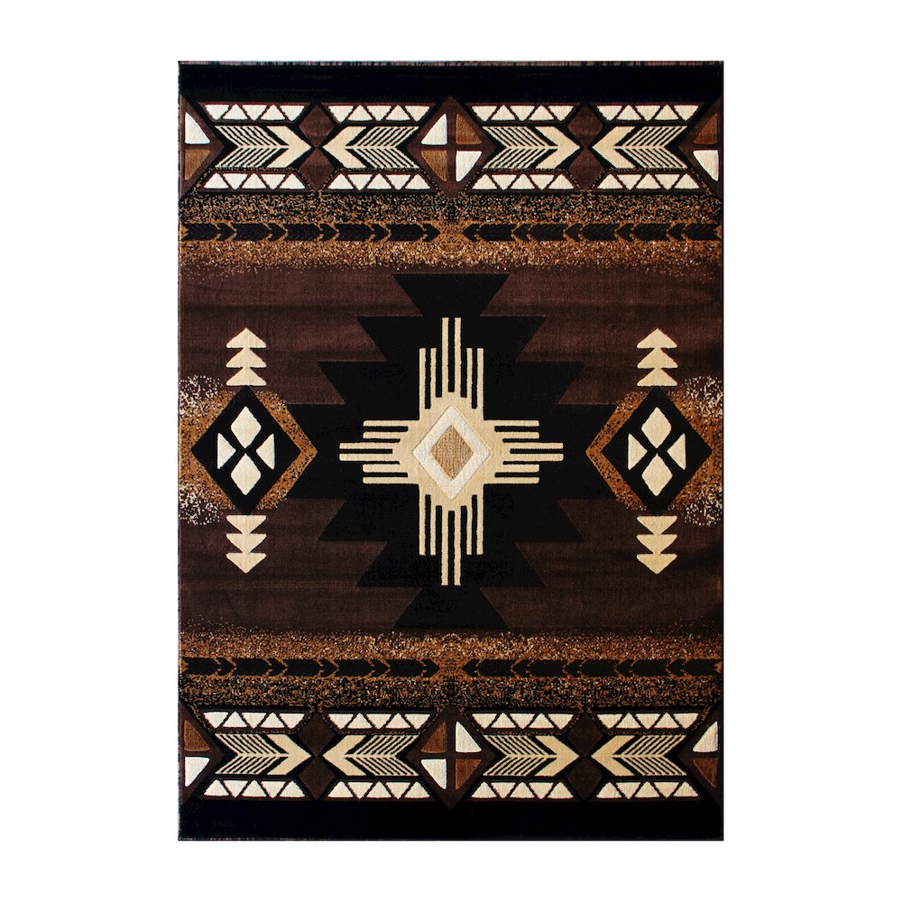 5' x 7' Chocolate Traditional Southwestern Area Rug - Olefin Fibers. Picture 1