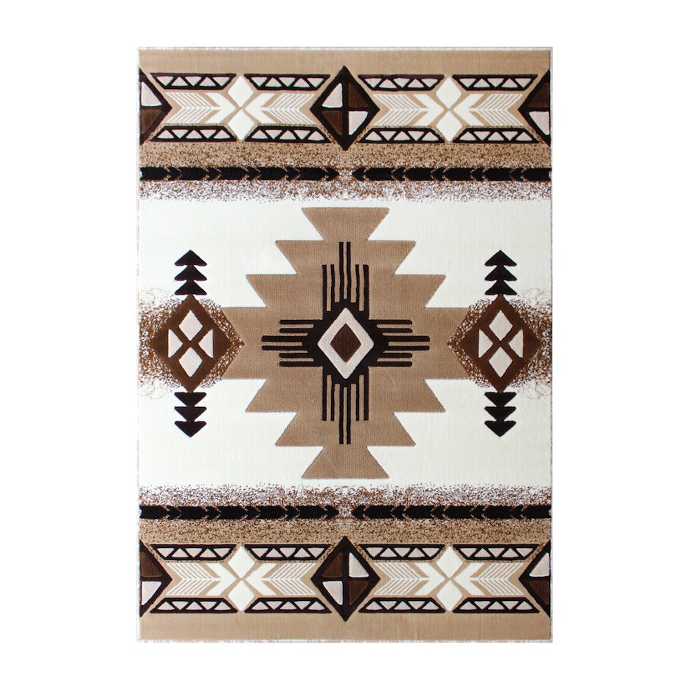 5' x 7' Ivory Traditional Southwestern Area Rug - Olefin Fibers. Picture 1