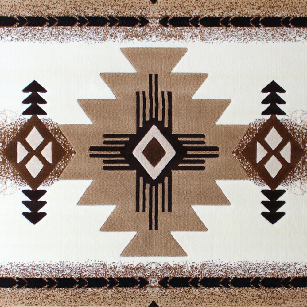5' x 7' Ivory Traditional Southwestern Area Rug - Olefin Fibers. Picture 7