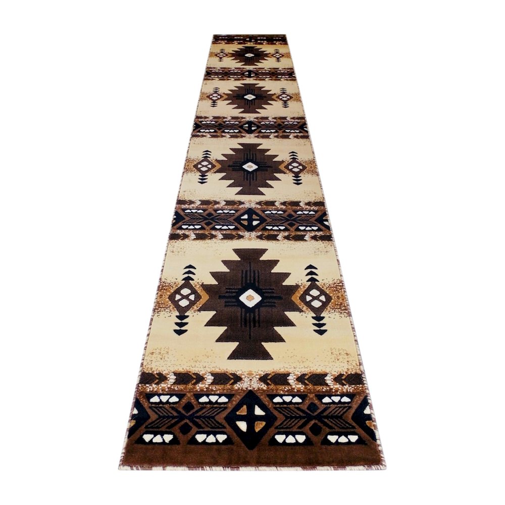 3' x 16' Brown Traditional Southwestern Area Rug - Olefin Fibers. Picture 1