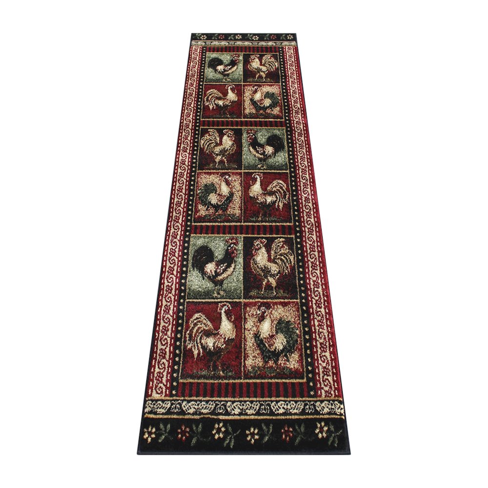 Lodge Style 2' x 7' Round Rooster Area Rug for Indoor Use. Picture 1
