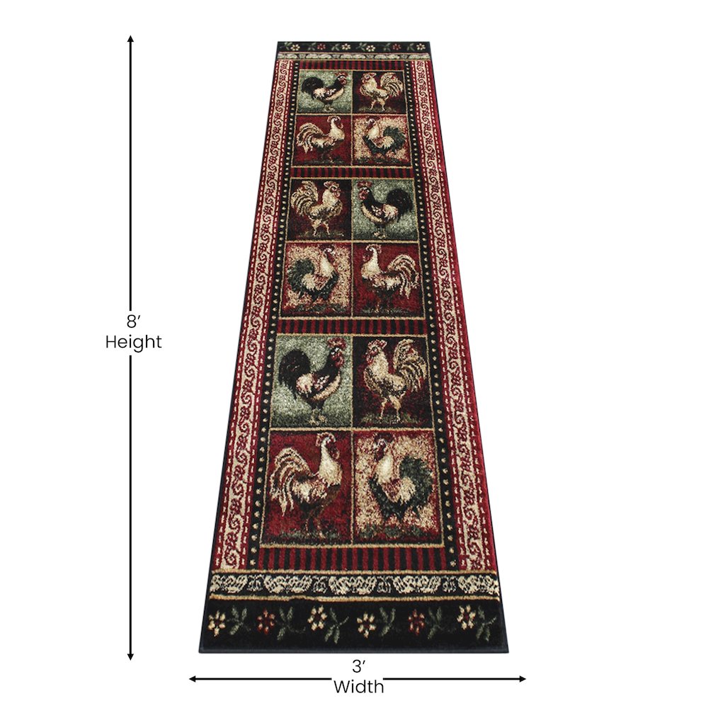 Lodge Style 2' x 7' Round Rooster Area Rug for Indoor Use. Picture 4