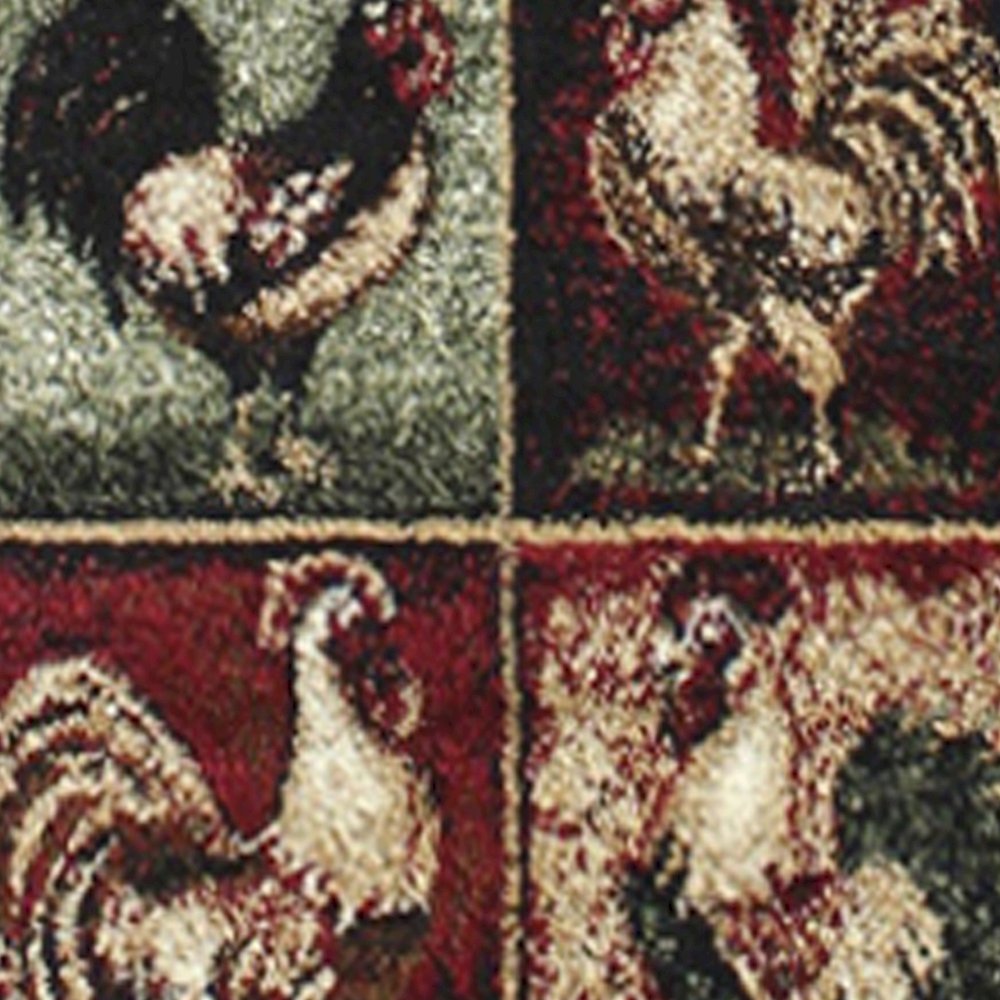 Lodge Style 2' x 7' Round Rooster Area Rug for Indoor Use. Picture 6