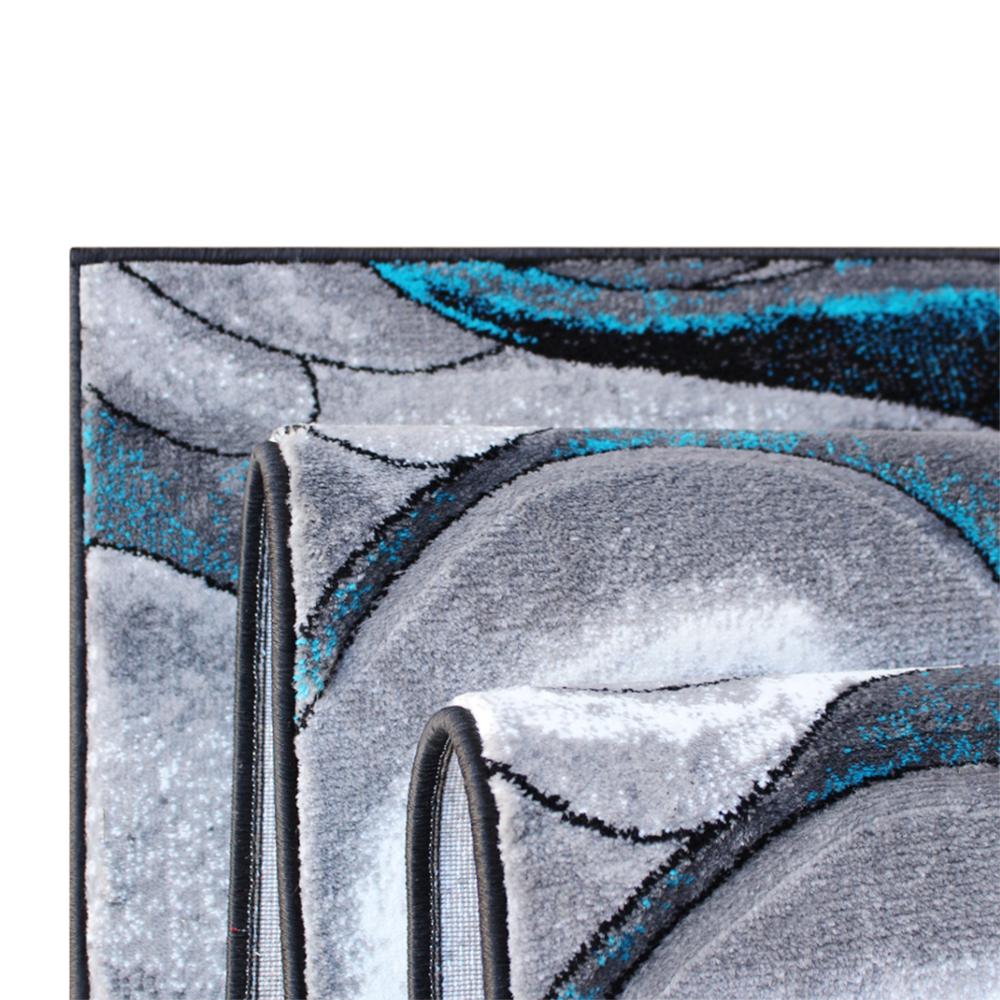 3' x 15' Olefin Turquoise Ocean Waves Pattern Area Rug. Picture 5