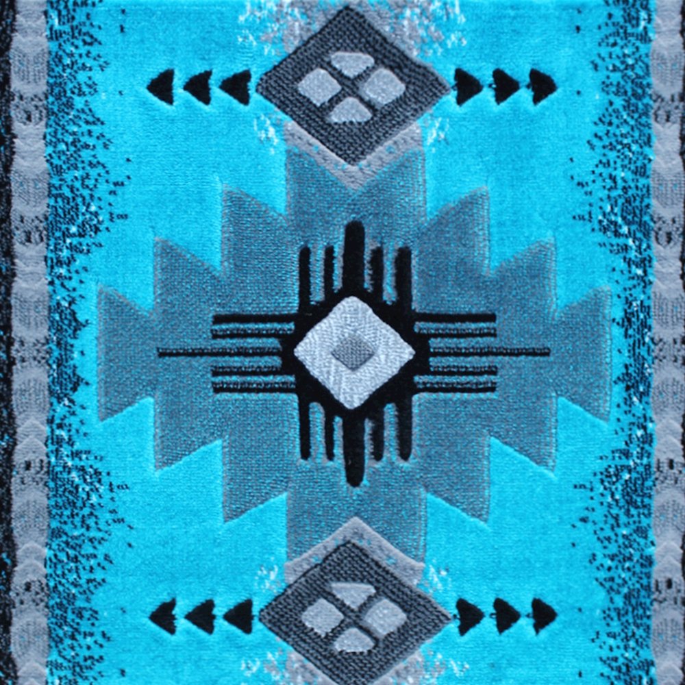 2' x 3' Turquoise Traditional Southwestern Area Rug - Olefin Fibers. Picture 7