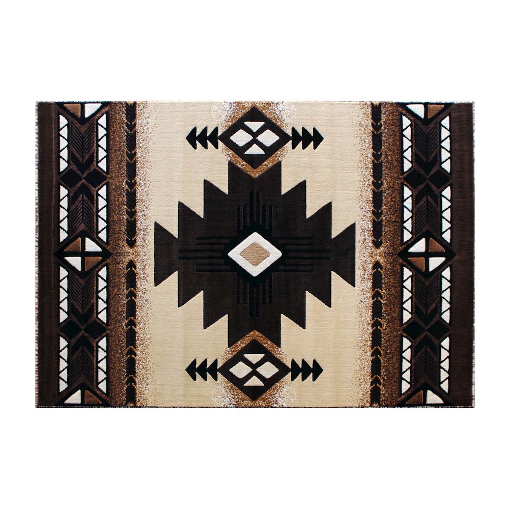 5' x 7' Brown Traditional Southwestern Area Rug - Olefin Fibers. Picture 1