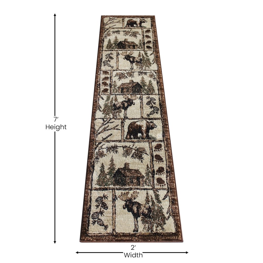 Rustic 2' x 7' Wildlife Design Area Rug for Indoor Use. Picture 4
