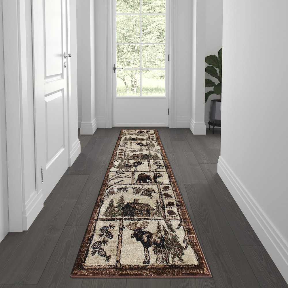 Rustic 2' x 7' Wildlife Design Area Rug for Indoor Use. Picture 2