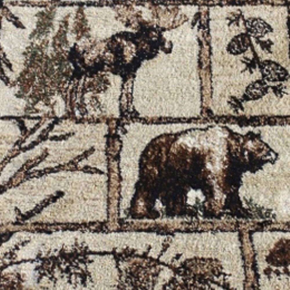 Rustic 2' x 7' Wildlife Design Area Rug for Indoor Use. Picture 6