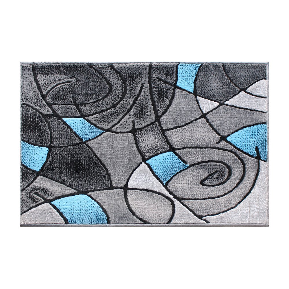 2' x 3' Blue Abstract Pattern Area Rug - Olefin Rug. Picture 1