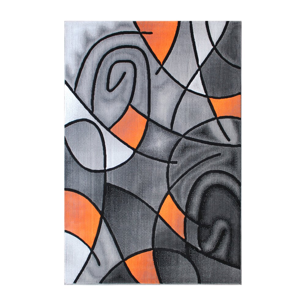 5' x 7' Orange Abstract Area Rug - Olefin Rug. Picture 1