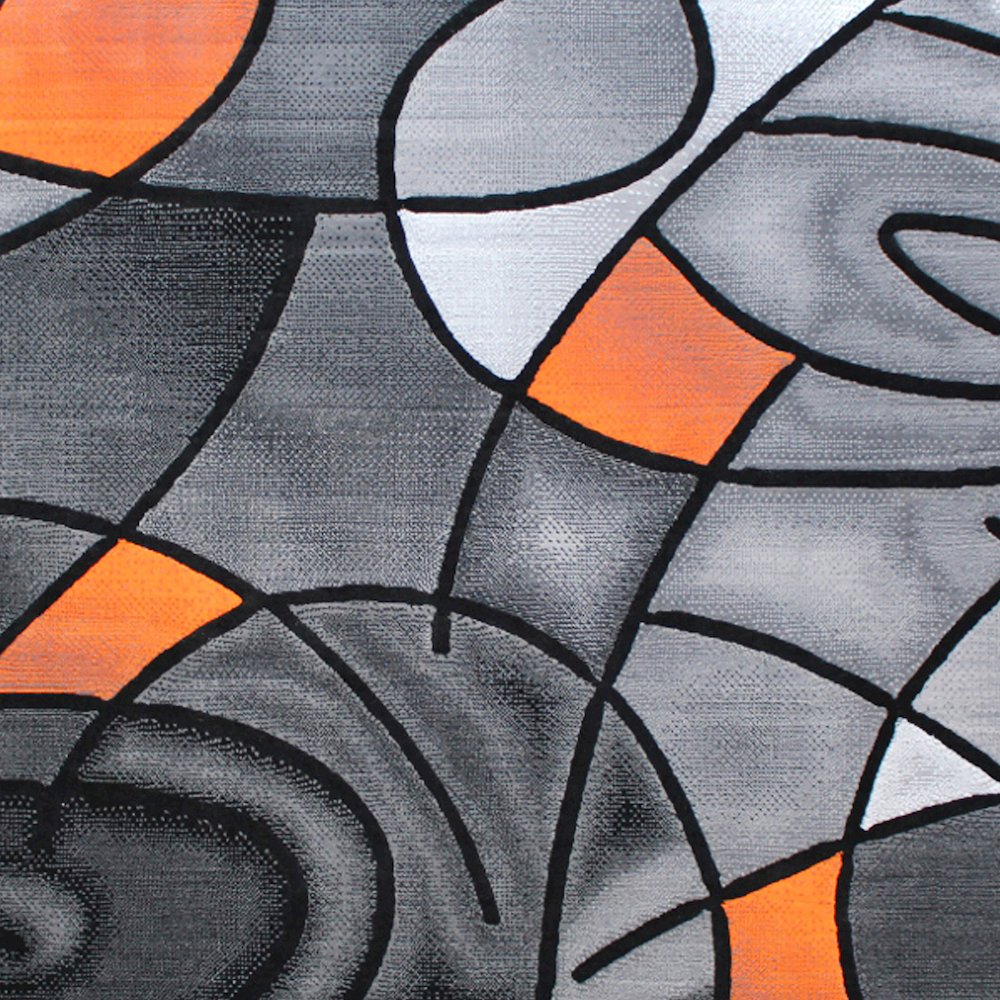 5' x 7' Orange Abstract Area Rug - Olefin Rug. Picture 7