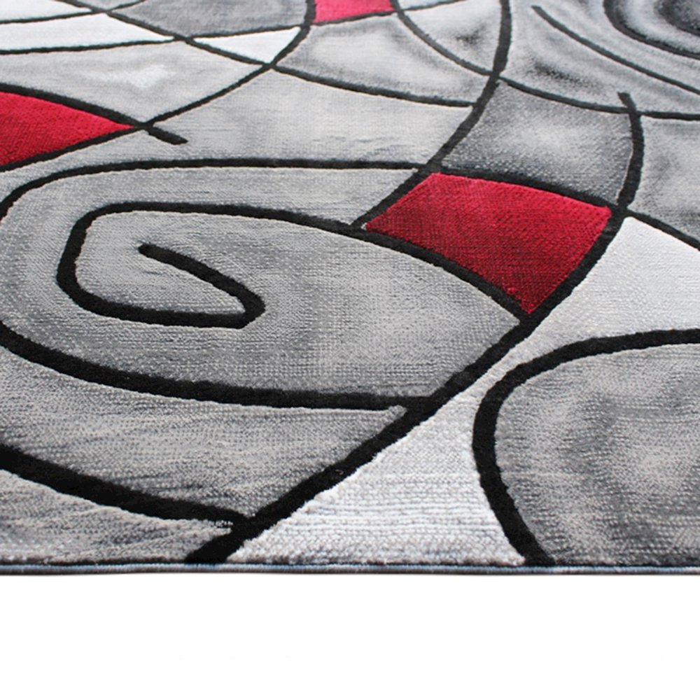 8' x 10' Red Abstract Area Rug - Olefin Rug - Living Room, Bedroom,, Family Room. Picture 6