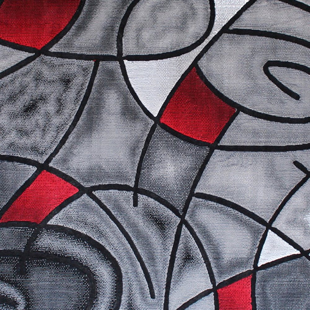 8' x 10' Red Abstract Area Rug - Olefin Rug - Living Room, Bedroom,, Family Room. Picture 7