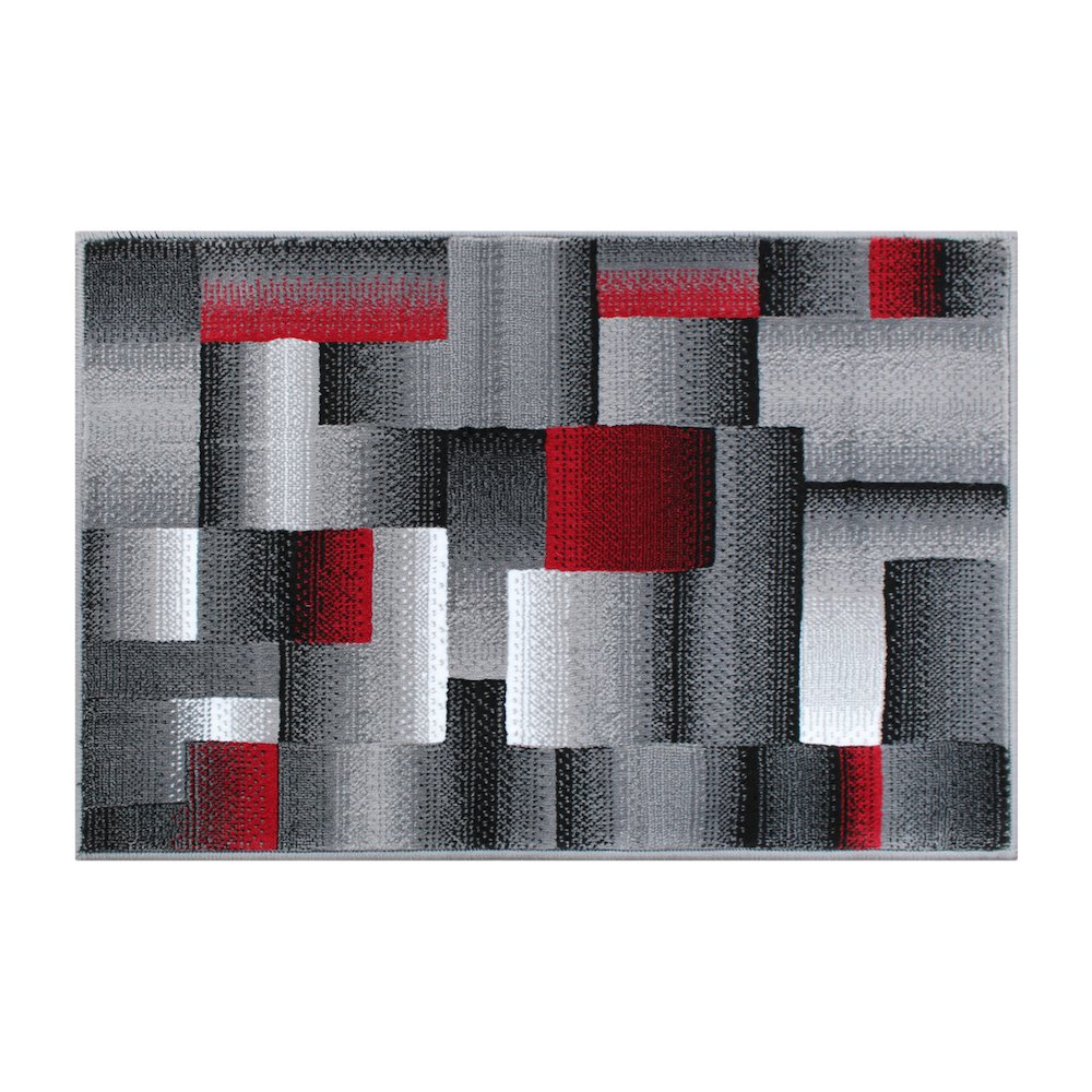 2' x 3' Red Color Blocked Area Rug - Olefin Rug. Picture 1