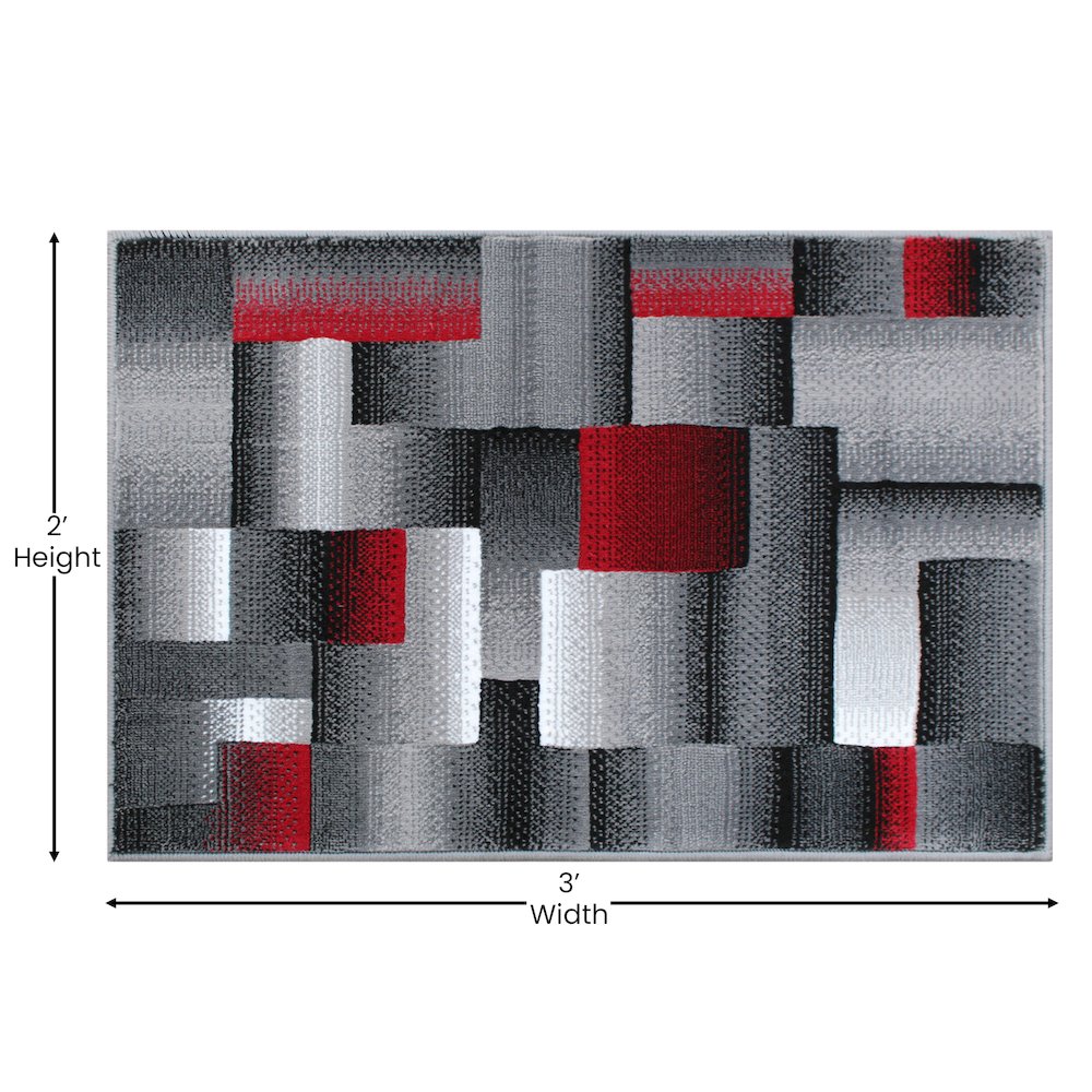 2' x 3' Red Color Blocked Area Rug - Olefin Rug. Picture 4