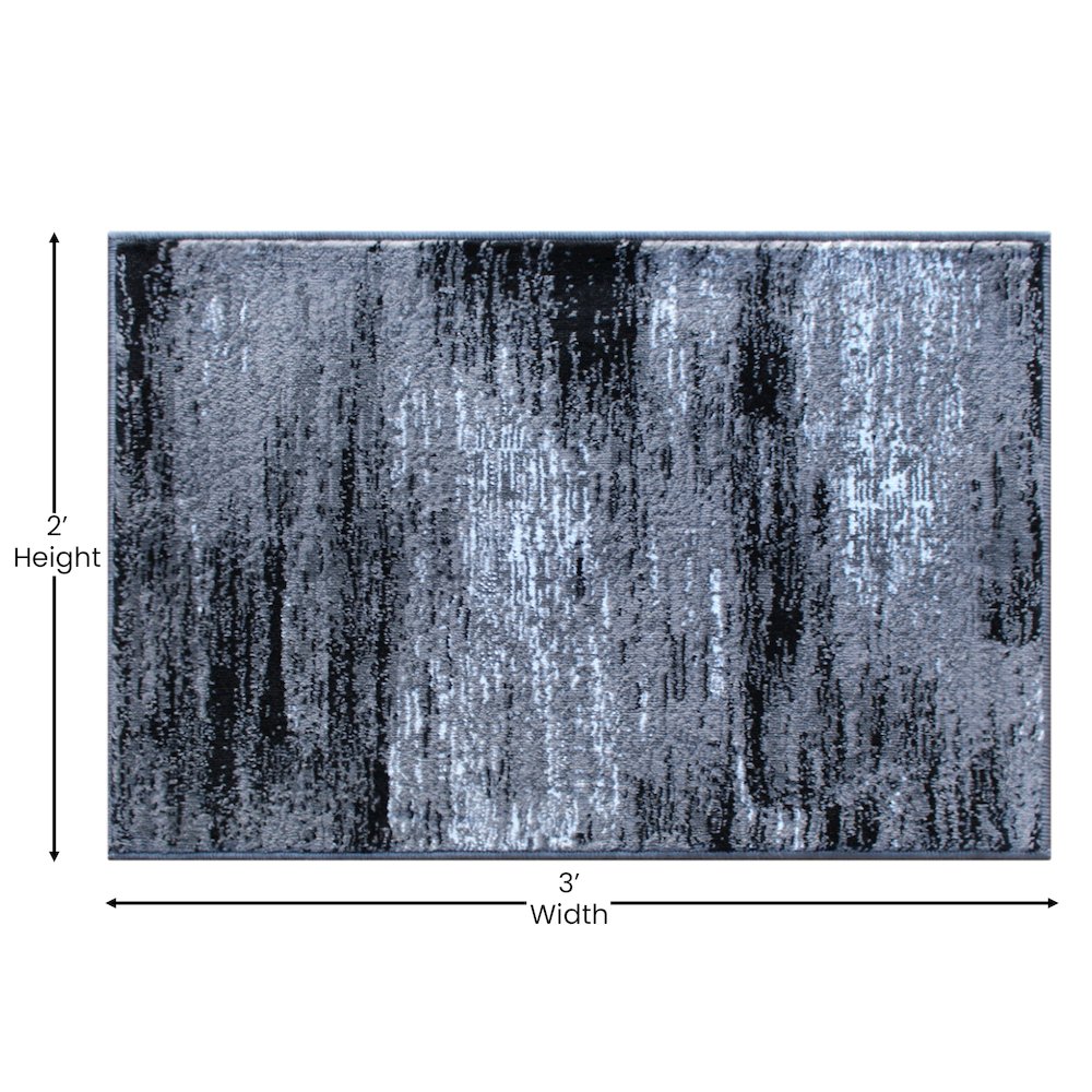 2' x 3' Gray Abstract Scraped Area Rug - Olefin Rug. Picture 4