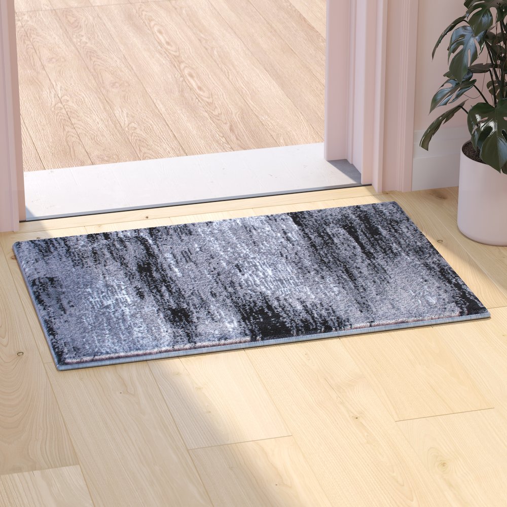 2' x 3' Gray Abstract Scraped Area Rug - Olefin Rug. Picture 2