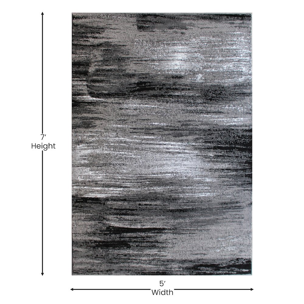 5' x 7' Gray Scraped Design Area Rug - Olefin Rug with Jute Backing. Picture 4