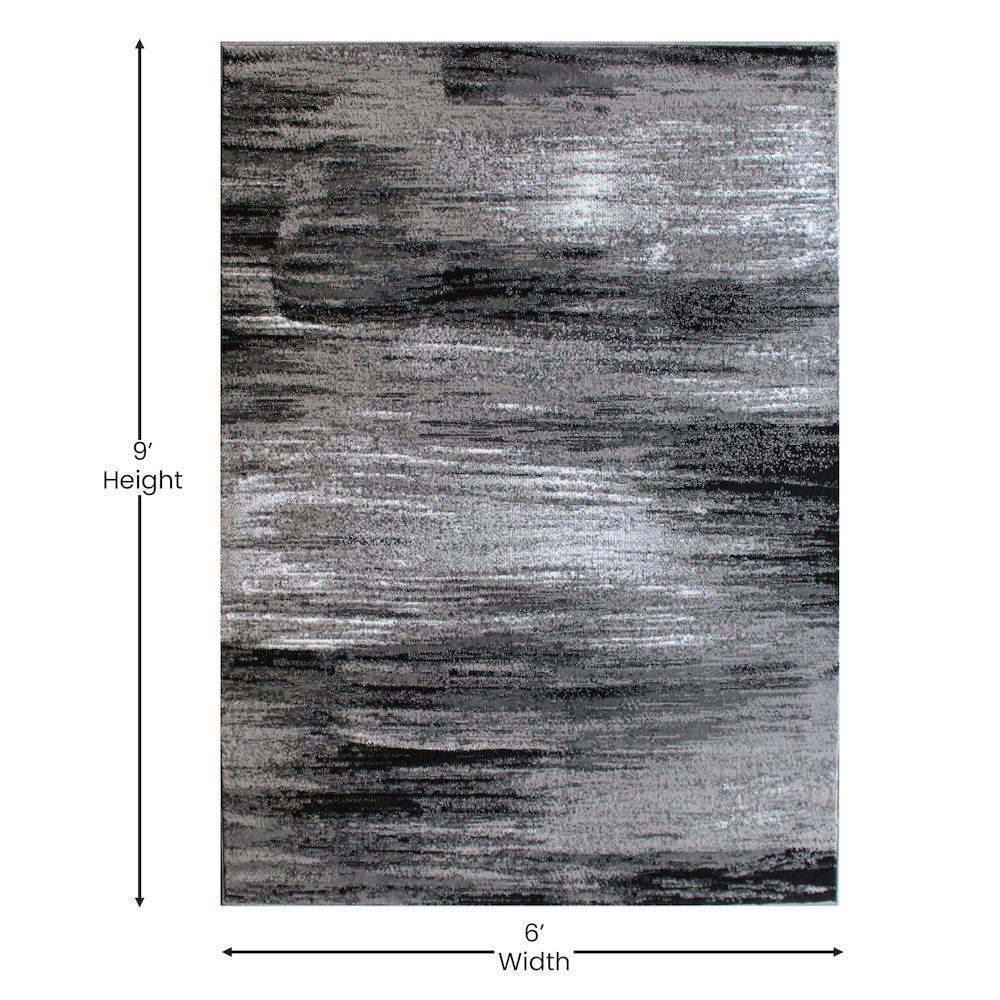 6' x 9' Gray Scraped Design Area Rug - Olefin Rug with Jute Backing. Picture 4