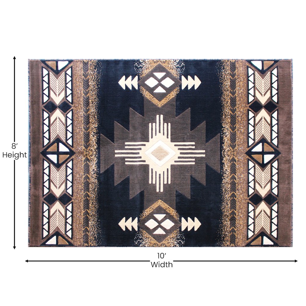 8' x 10' Black Traditional Southwestern Area Rug - Olefin Fibers. Picture 4