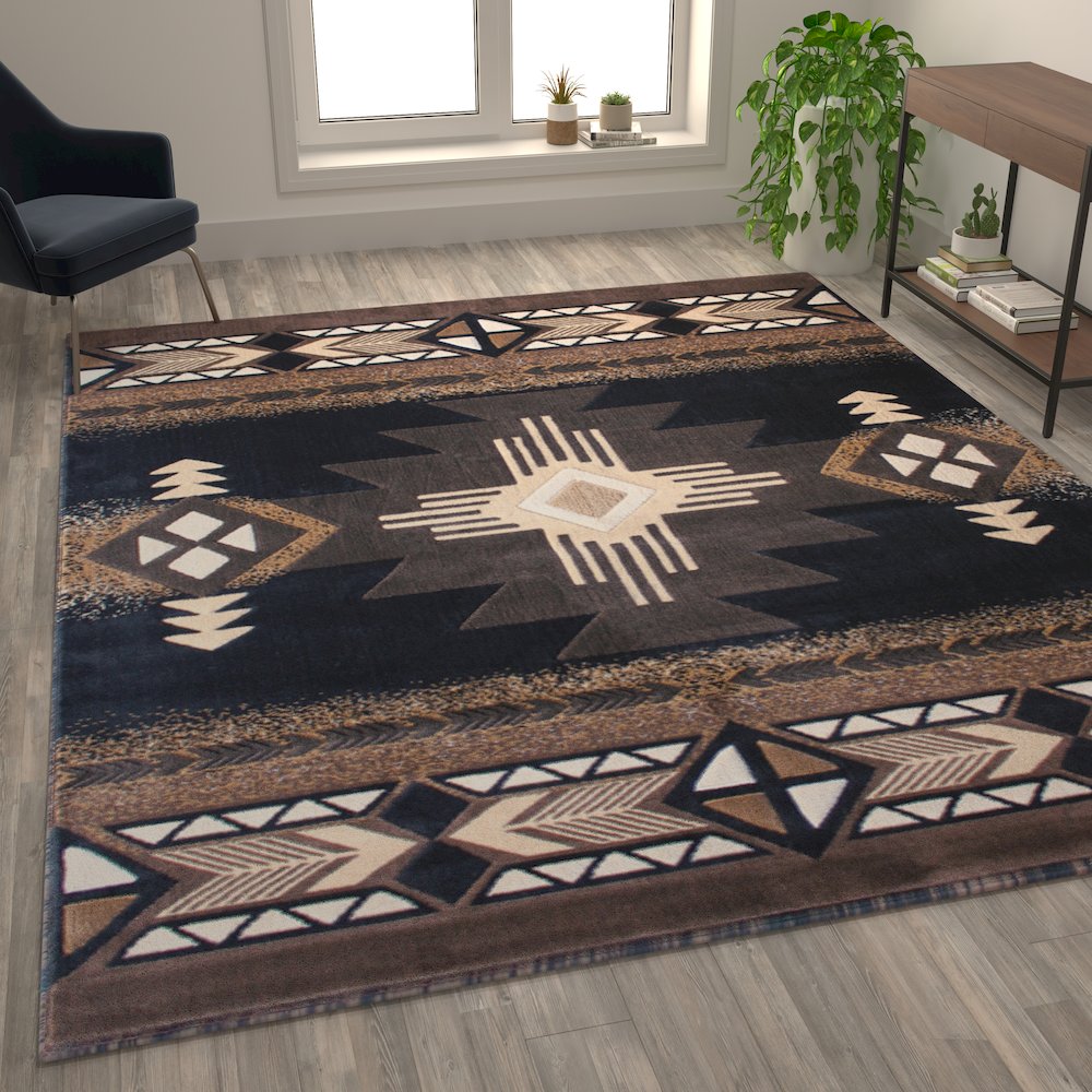 8' x 10' Black Traditional Southwestern Area Rug - Olefin Fibers. Picture 5