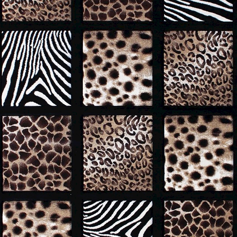 5' x 7' Area Rug with Cheetah, Leopard, Zebra and Giraffe Design Raised Squares. Picture 6
