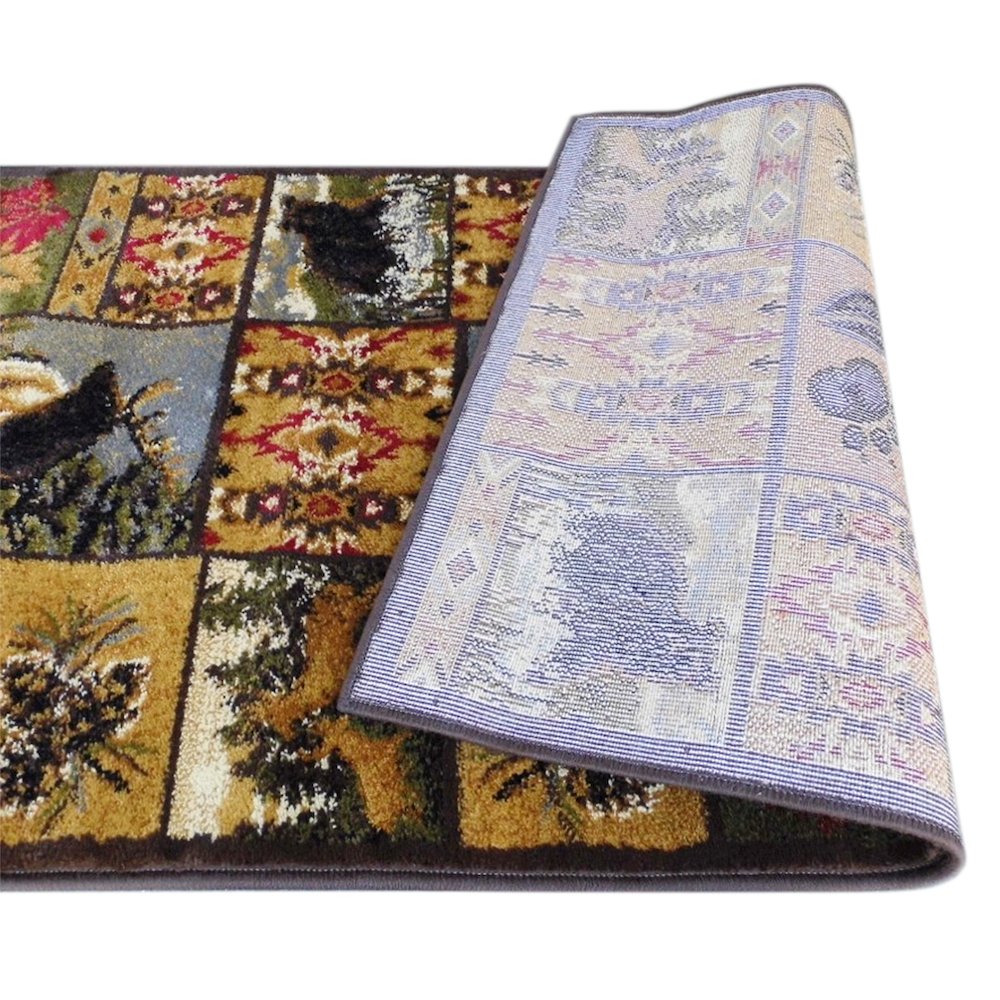 Beige 2' x 7' Wilderness Bear and Moose Area Rug with Jute Backing for Use. Picture 5