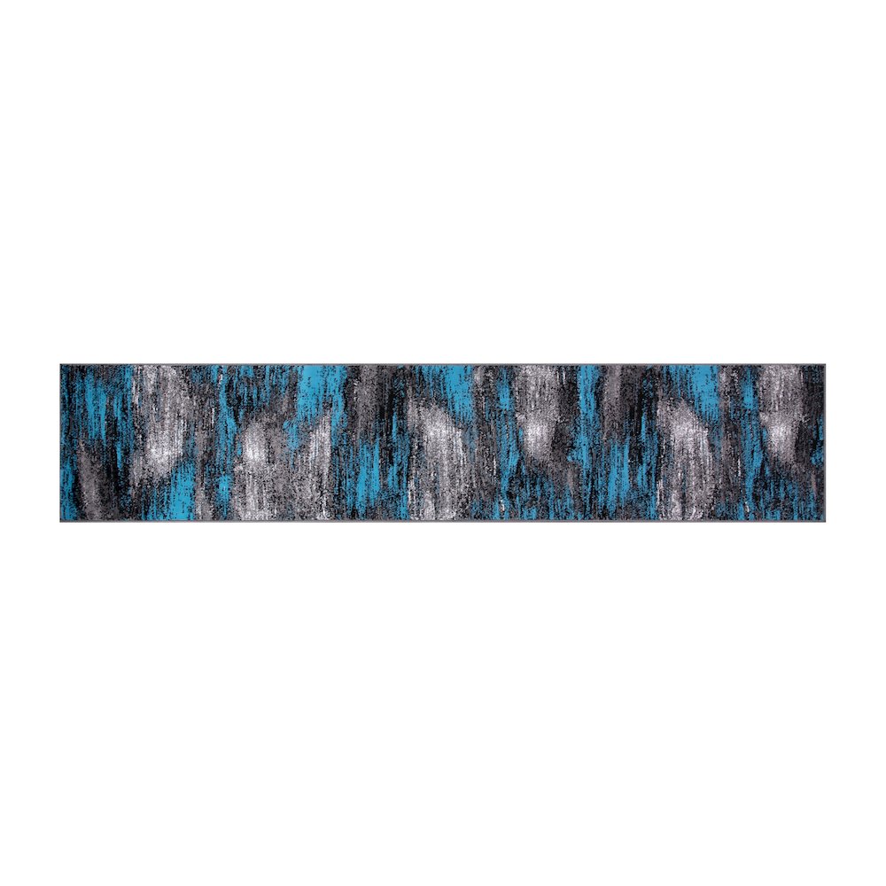 2' x 10' Blue Abstract Area Rug - Olefin Rug. Picture 1