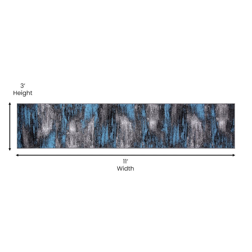 2' x 10' Blue Abstract Area Rug - Olefin Rug. Picture 5