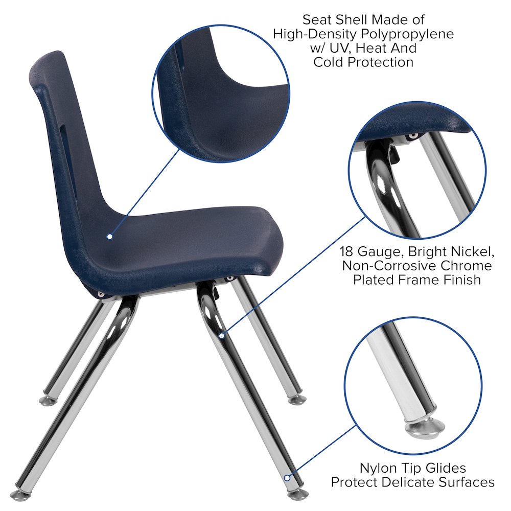 Advantage Navy Student Stack School Chair - 14-inch. Picture 3