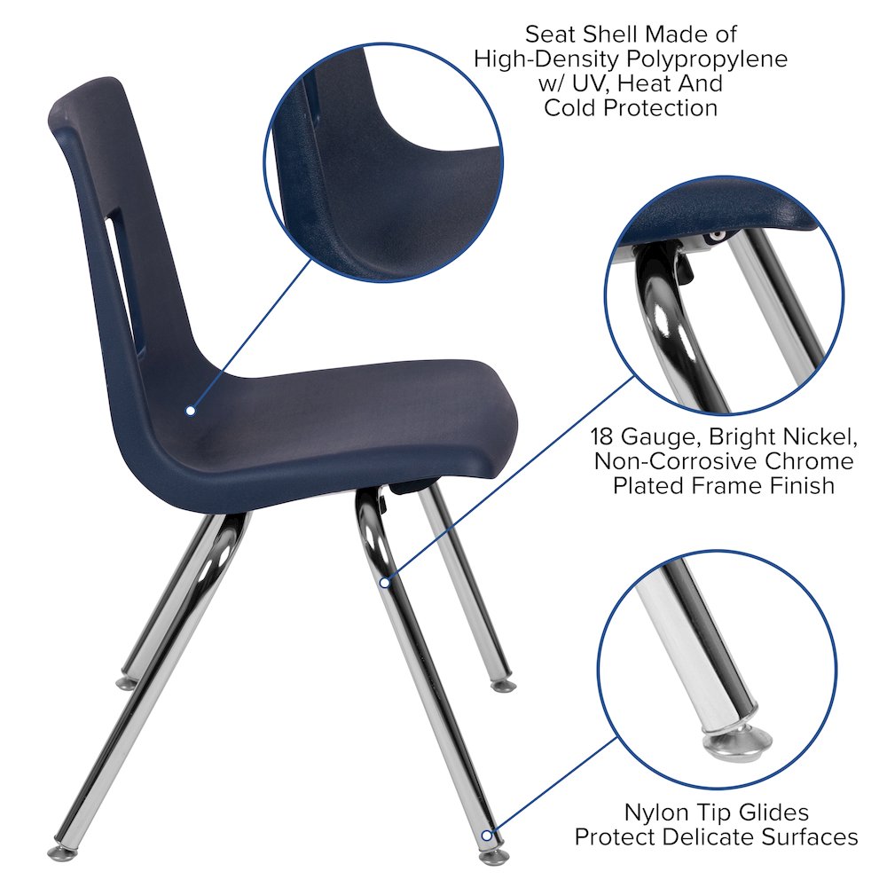 Advantage Navy Student Stack School Chair - 16-inch. Picture 3