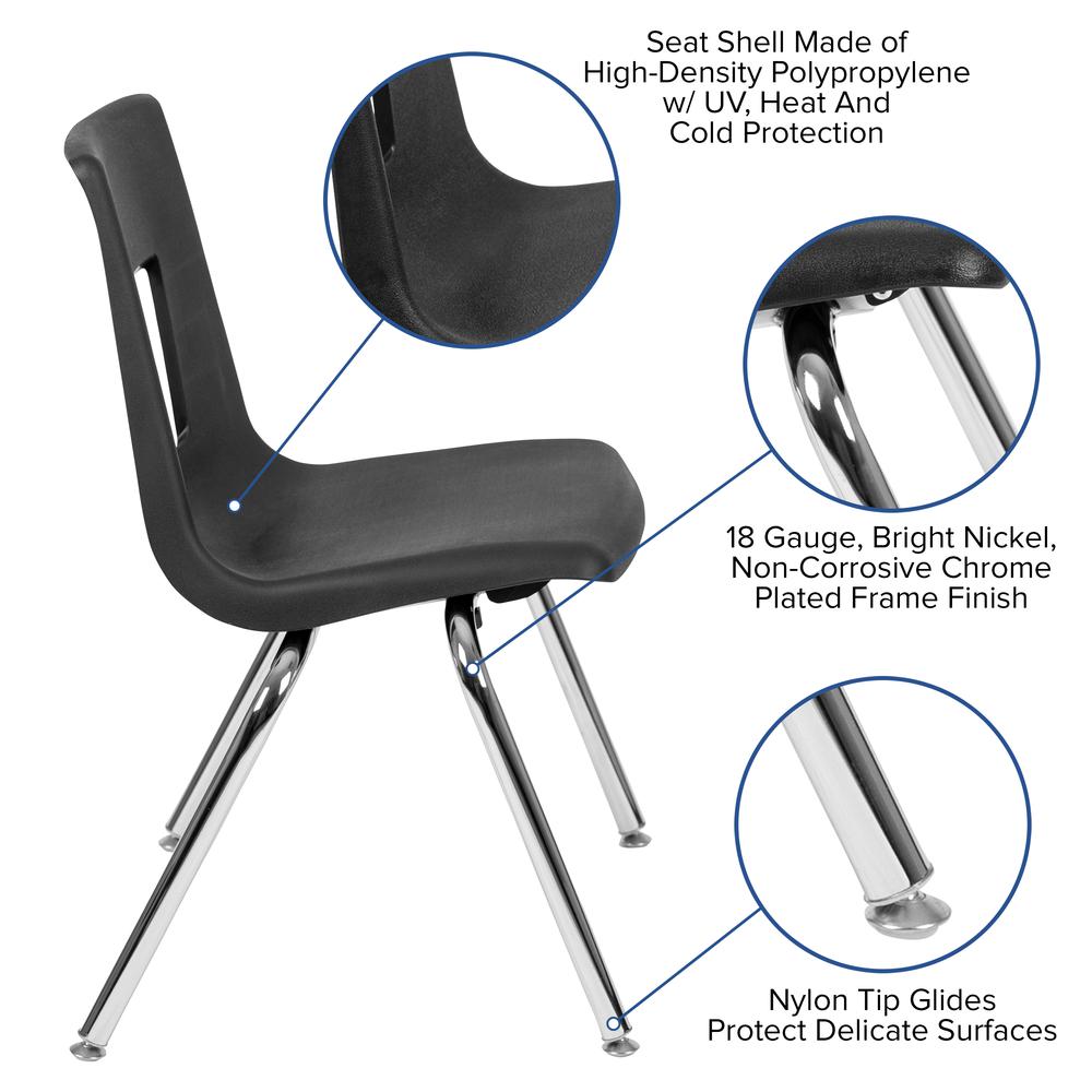 Black Student Stack School Chair - 18-inch. Picture 6