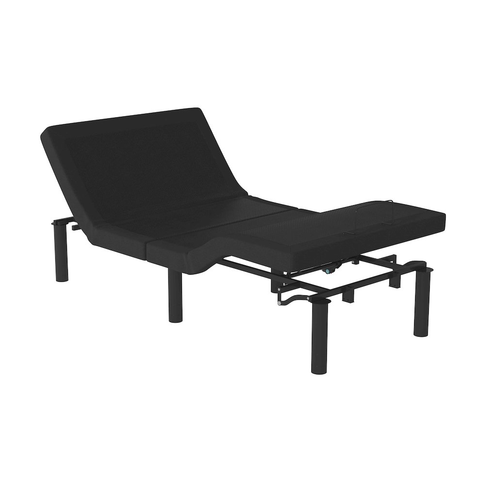 Adjustable Upholstered Bed Base & Independent Head/Foot Incline -Twin XL - Black. Picture 1