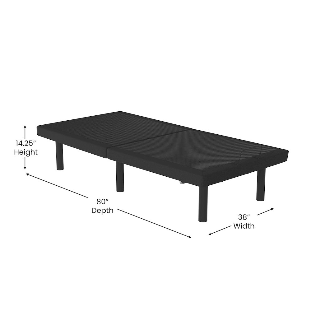 Adjustable Upholstered Bed Base & Independent Head/Foot Incline -Twin XL - Black. Picture 7