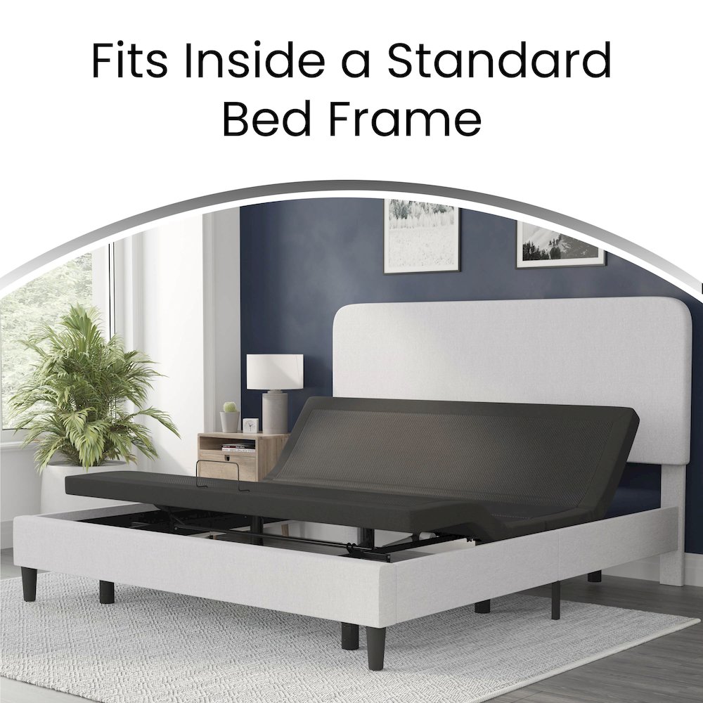 Adjustable Upholstered Bed Base & Independent Head/Foot Incline -Twin XL - Black. Picture 6