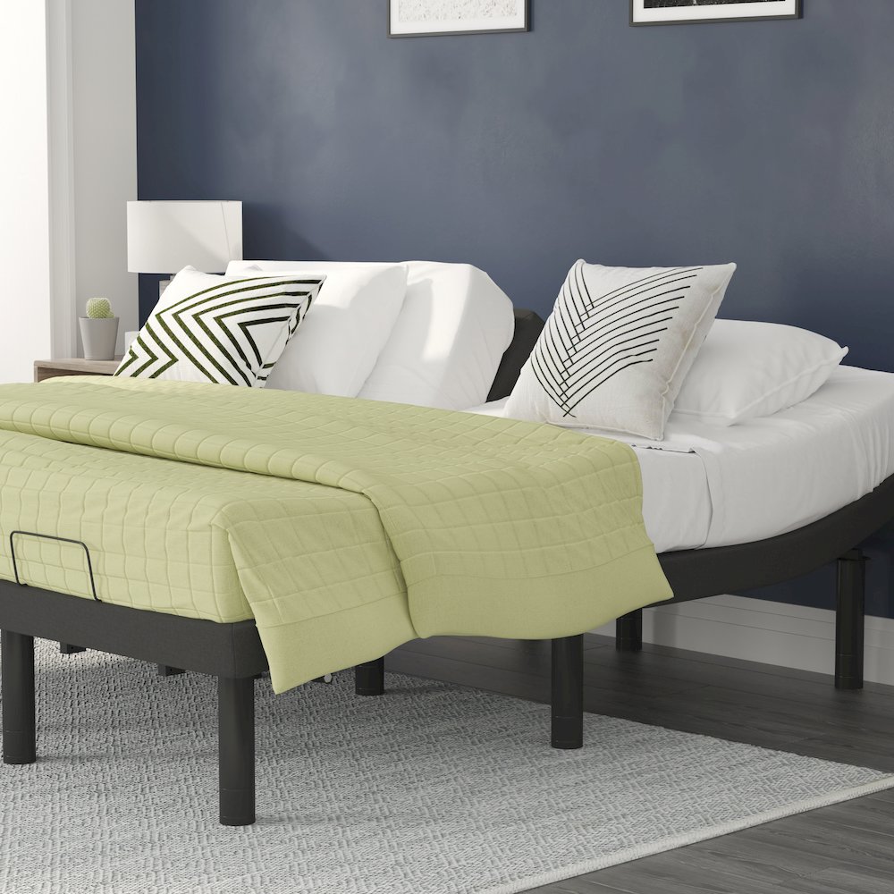 Adjustable Upholstered Bed Base & Independent Head/Foot Incline -Twin XL - Black. Picture 8