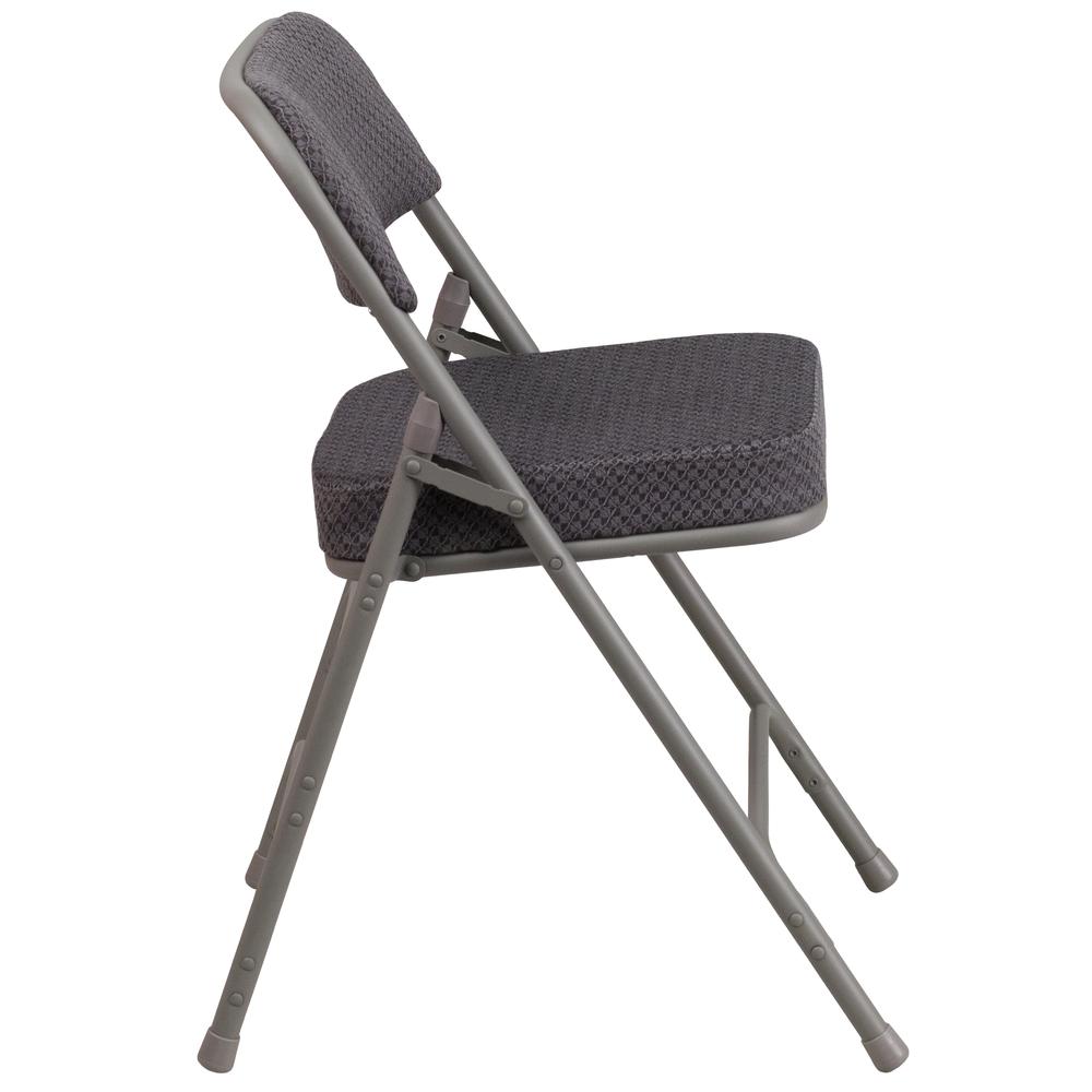 18"W Premium Curved Triple Braced & Double Hinged Gray Fabric Metal Folding Chair. Picture 12