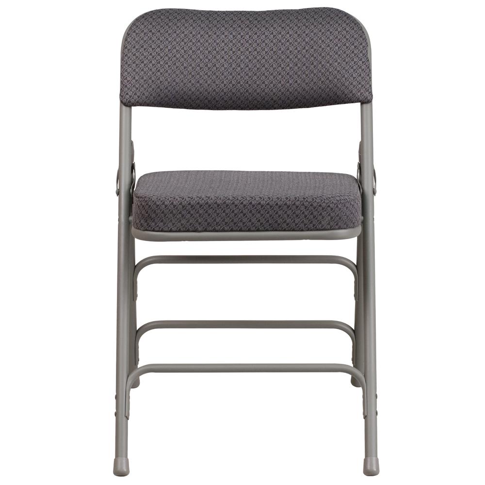 18"W Premium Curved Triple Braced & Double Hinged Gray Fabric Metal Folding Chair. Picture 14