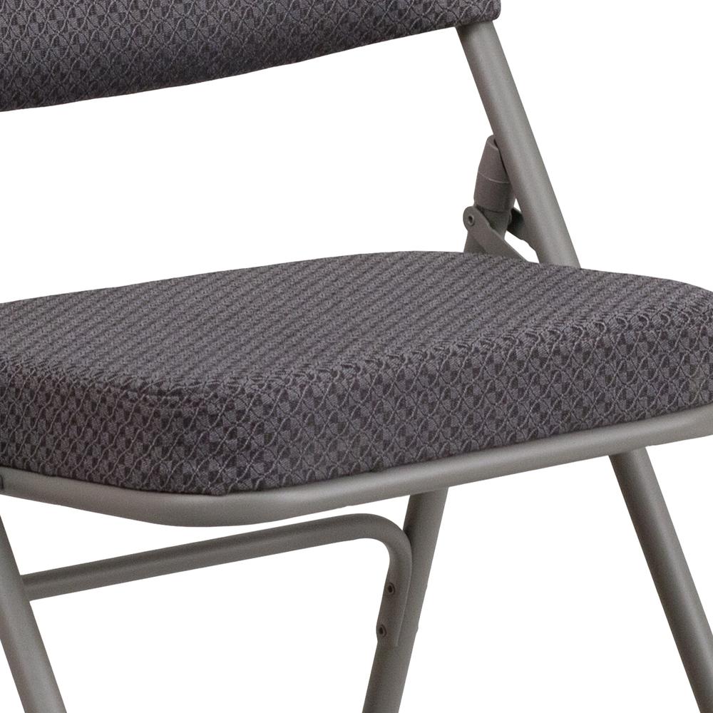 18"W Premium Curved Triple Braced & Double Hinged Gray Fabric Metal Folding Chair. Picture 16